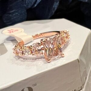 BP size 11 rose gold emerald cut diamond CZ clear stones NWT